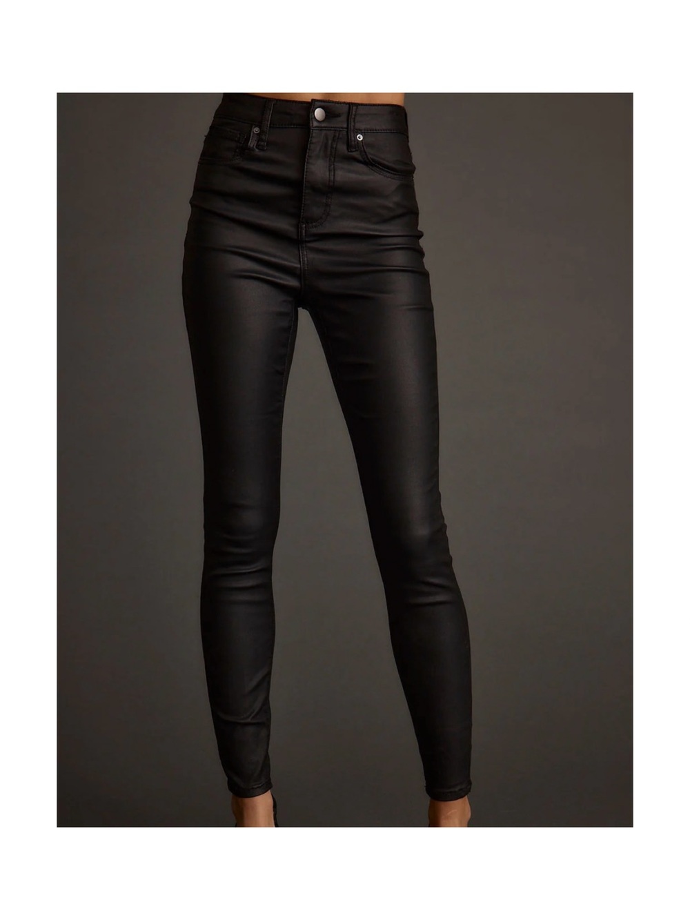 12th Tribe Black Coated High-Rise Skinny Jeans